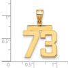 Black Bow Jewelry 14k Yellow Gold, Athletic Collection Medium Polished Number 73 Pendant - 2 of 3