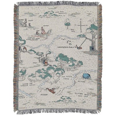 Winnie The Pooh Woven Tapestry Throw Blanket, 48" x 60", Hundred Acre Woods
