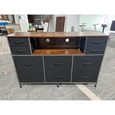 10-drawer fabric drawer cabinet with LED strip lighting