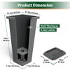 TUYOHW Set of 2 Tall Planters for Plants, 24" Tapered Tall Planters with Tray for Porch, Patio, Backyard, Large Planters for Outdoor Indoor Plants - 2 of 4