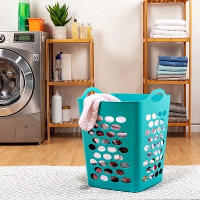 3 Pack 1.6 Bushel Flexible Square Plastic Laundry Hamper