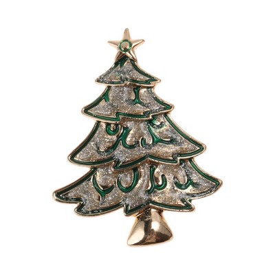 Unique Bargains Christmas Brooches HC152 Alloy Dripping Wax Green Silver Tone 1.3"x1.69" 1 Pc