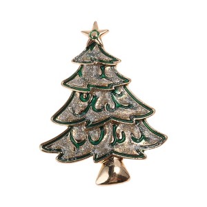 Unique Bargains Christmas Brooches HC152 Alloy Dripping Wax Green Silver Tone 1.3"x1.69" 1 Pc - 1 of 4