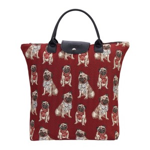 Signare USA Pug Dog Red Foldaway Grocery Bag - 1 of 4