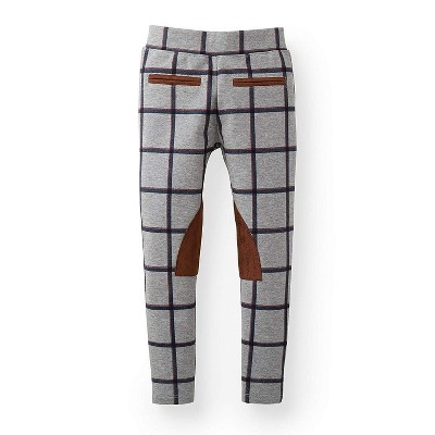 Hope & Henry Girls' Ponte Riding Pant (grey Plaid, 12-18 Months) : Target