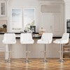 VECELO Set of 4 Swivel Adjustable Bar Stools with Back and Arm, Kitchen Island Stools, PU Chairs for Pub, Dining Room, White - 2 of 4