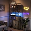 Bar Cabinet with Power Outlets, 71.2" Tall Wine Liquor Cabinets with  Lights and Glass Holder - 3 of 4