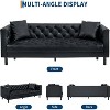 TackView 81" Mid-Century Modern Chesterfield Sofa - Faux Leather 3-Seater Couch with Deep Seats, Button Tufting & 2 Pillows - 2 of 4