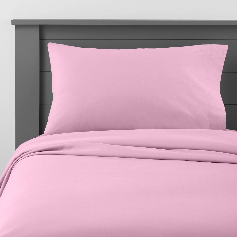 Full Solid Cotton Kids' Sheet Set Purple - Pillowfort™: 4-Piece, OEKO-TEX Certified, 220 Thread Count, Full Size