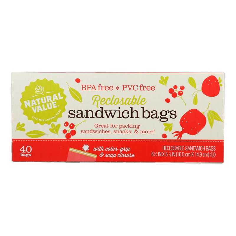 Natural Value Reclosable Sandwich Bags - Case of 12/40 ct, 2 of 5