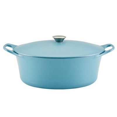 Rachael Ray 5qt Enameled Cast Iron Dutch Oven Casserole Pot With Lid Teal :  Target