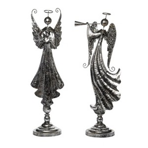 Transpac Metal 21.5 in. Silver Christmas Angel Decor Set of 2 - 1 of 4