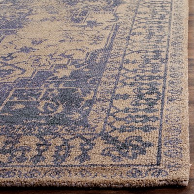 Blue and Grey Hand Tufted Wool Area Rug, 5' x 8'