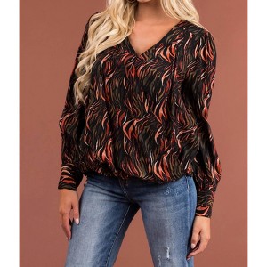 Women's Abstract Surplice Blouse - entro - 1 of 4