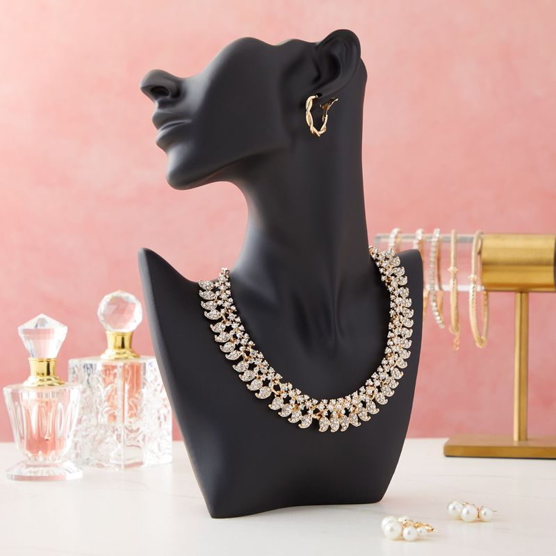 Jewelry Display for Selling Necklaces, Pendants, Earrings, and Chains, Necklace Bust Mannequin for Boutique, Black, 7.5x11x2 in, 2 of 9