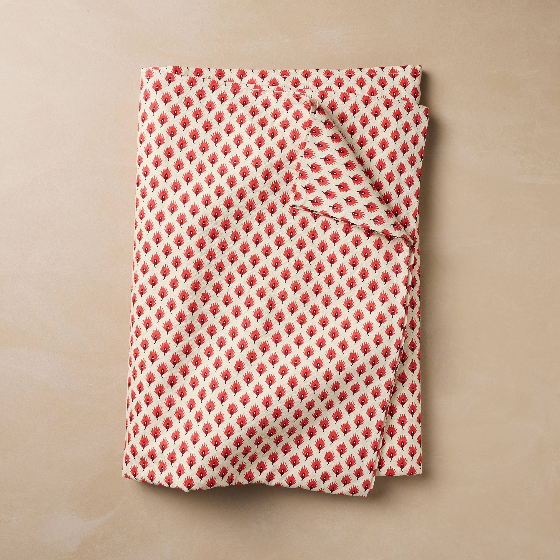 John Derian for Target 104"x60" Red Leaf-Like Print on Cream Table Cloth