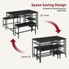 Dining Table Set for 4, Kitchen Table Set for 4 with 2 Benches, Rectangular Dining Room Table Set with Wine Rack - 3 of 4
