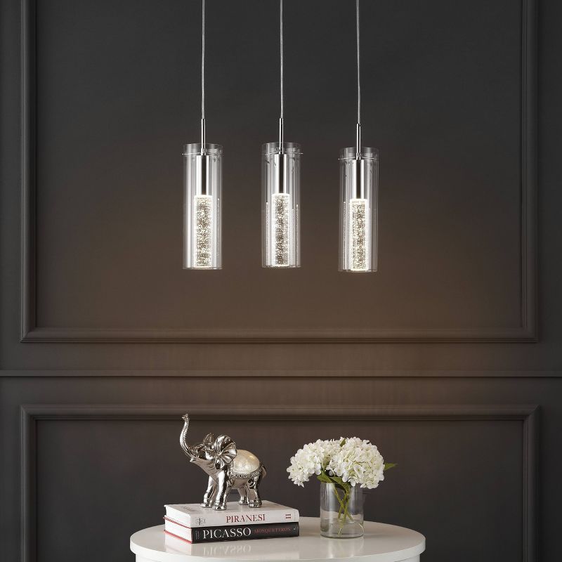 Mium Modern Style Iron/Crystal/Glass Integrated LED Linear Pendant Chrome - JONATHAN Y, 4 of 15