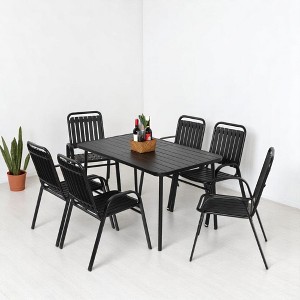 Mshliw 7-Piece Patio Dining Set, Outdoor Dining Set with Plastic Chairs and Steel Table, Brown, for Garden, Patio, and Indoor Use - 1 of 4