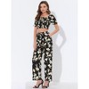 Allegra K Women's Beach Outfit Ruffle Smocked Crop Tops and Tie Waist Floral Pants Set - 2 of 4