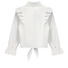 Girls Long Sleeve Ruffle Plaid Shirts Front Button Down Shirts for Girls Waist Knot Plaid Shirts,White - S - 2 of 4