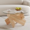 NicBex Modern Circular Tempered Glass Coffee Table with Wood Colored MDF Legs,Distinctive Design Tea/Center Table for Living Room - 2 of 4