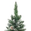 vidaXL 4ft Slim Artificial Christmas Tree with Stand - Green & White, Decorated with Cones and White Snow, Complete with Steel Stand - 3 of 4