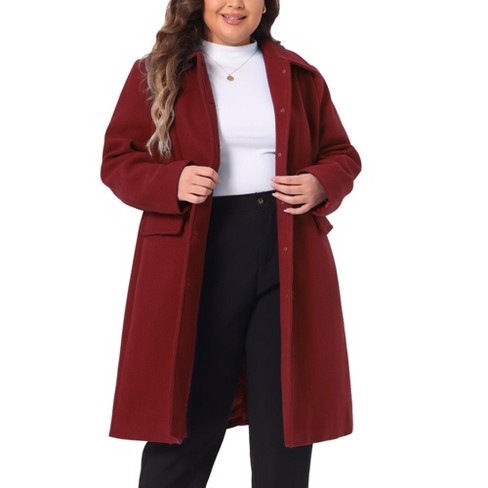 Agnes Orinda Women's Plus Size Peter Pan Collar Single Breasted with Pockets Long Winter Pea Coats - image 1 of 4