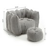 FURNIinspire Comfortable Square Lazy Sofa with Footstool, Soft Bean Bag Chair for living room, Cover Gaming, Reading, Gray, 38.58*31.5*23.23 - 2 of 4