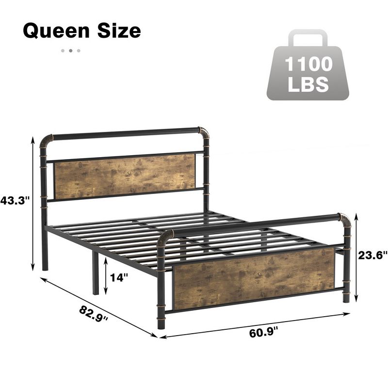 Trinity Metal Bed Frame with Wood Headboard & Footboard, Heavy Duty Platform Bed Frame, 2 of 7