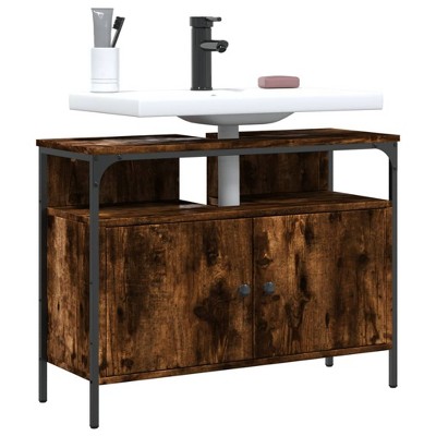 VidaXL Bathroom Sink Cabinet Smoked Oak 31.5"x11.8"x23.6" Engineered Wood