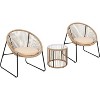 Acekool 3-Piece Acapulco Outdoor Seating Set with Glass Top Side Table and Cushioned Chairs, PE Rattan Patio Bistro Set for Garden & Balcony, Brown - 2 of 4