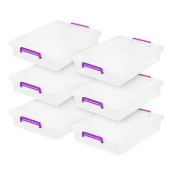 small clear storage container 10in x 7in, purple