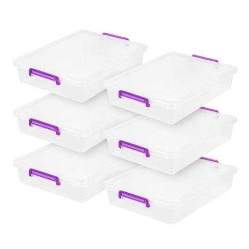 Iris Usa 6 Pack 12qt Plastic Storage Bin With Lid And Secure Latching  Buckles, Pearl : Target