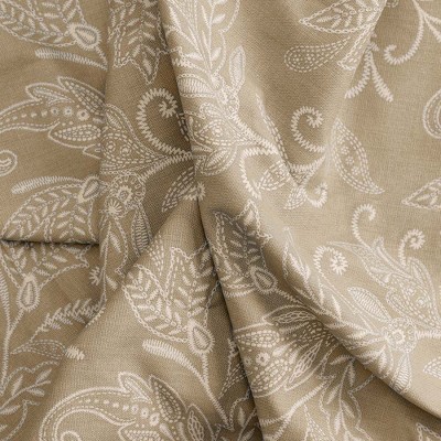 Tan Cotton Polyester Scallop Valance with Rod Pocket
