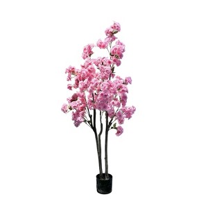 GustoWave 4.9FT Artificial Cherry Blossom Tree in Pot – Realistic Silk Faux Tree for Home, Party & Wedding Décor - 1 of 4