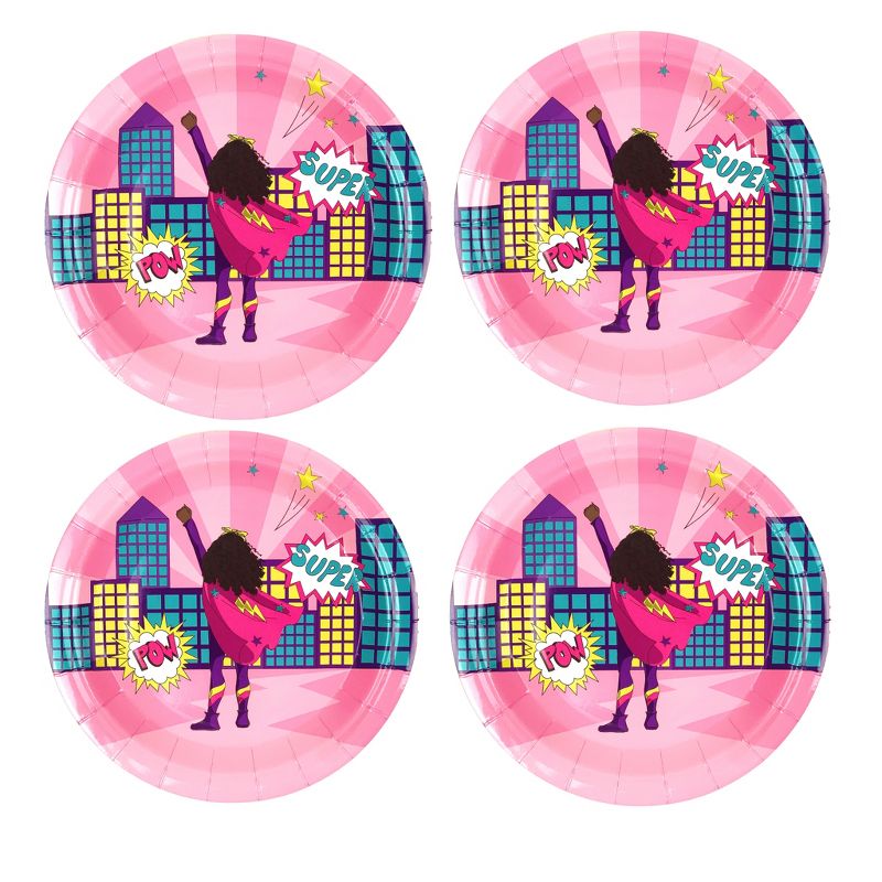 Anna + Pookie 7" Pink Super Hero Paper Party Plates 8 Ct., 3 of 4