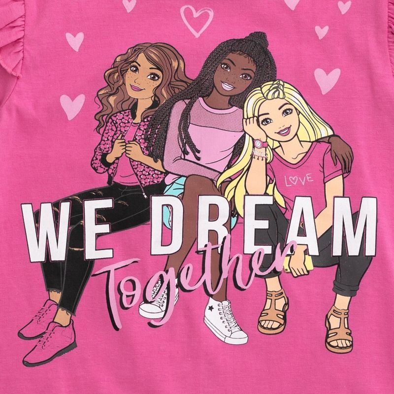 Barbie Girls 3 Pack T-Shirts Toddler to Big Kid, 5 of 9