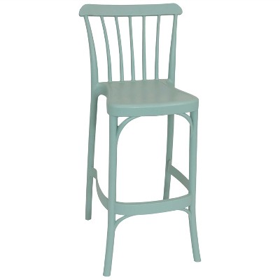 Sunnydaze Crossback Design Plastic All-Weather Commercial-Grade Woodway Indoor/Outdoor Patio Bar Stool, Light Green