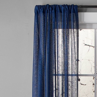 The Lakeside Collection Striped Medallion Lace Panels - 63" Panel Navy