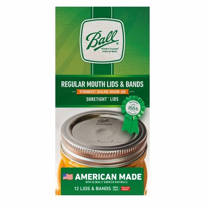 Ball 12pk Glass Mason Jar Lids and Bands - Regular Mouth