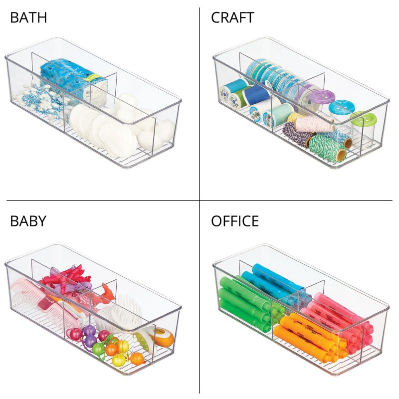mDesign Plastic Kitchen Cabinet Divided Storage Organizer Bin, 5 of 8