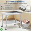 Stainless Steel Equipment Stand with Undershelf 5" Wheels NSF Commercial Prep & Work Table w/ Edge Baffle - 3 of 4