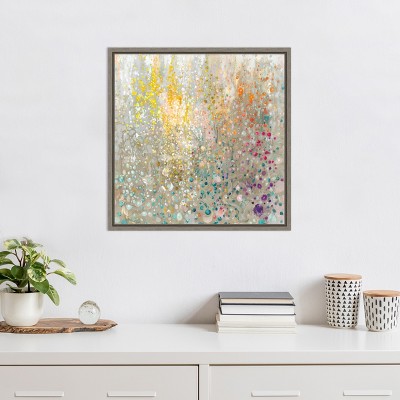 Bubbling Up Again Abstract Canvas Print with Greywash Frame