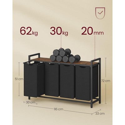 VASAGLE Black and Brown 40 Gallon Laundry Sorter with Shelf