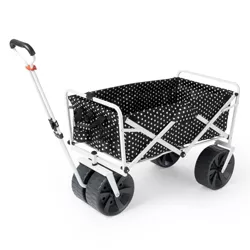 Mac Sports Heavy Duty Steel Frame Collapsible Folding 150 Pound Capacity Outdoor Beach Garden Utility Wagon Cart with 4 All Terrain Wheels