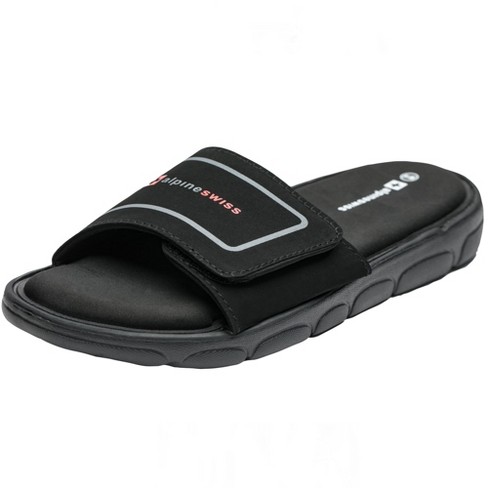 Alpine Swiss Gabe Mens Memory Foam Slide Sandals Adjustable Comfort  Athletic Slide Black 9 M US