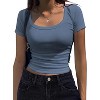 Zeagoo Women's Short Sleeve T Shirts Casual Summer Basic Scoop Neck Slim Fit Rib Knit Business Work Tee Tops - 2 of 4