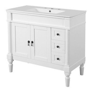 Dexmalle Modern 36" Black Bathroom Vanity with Adjustable Shelves - 1 of 4
