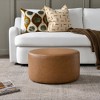 KINWELL Faux Leather Round Upholstered Footstool PU Ottoman, 24"x13" - 2 of 4
